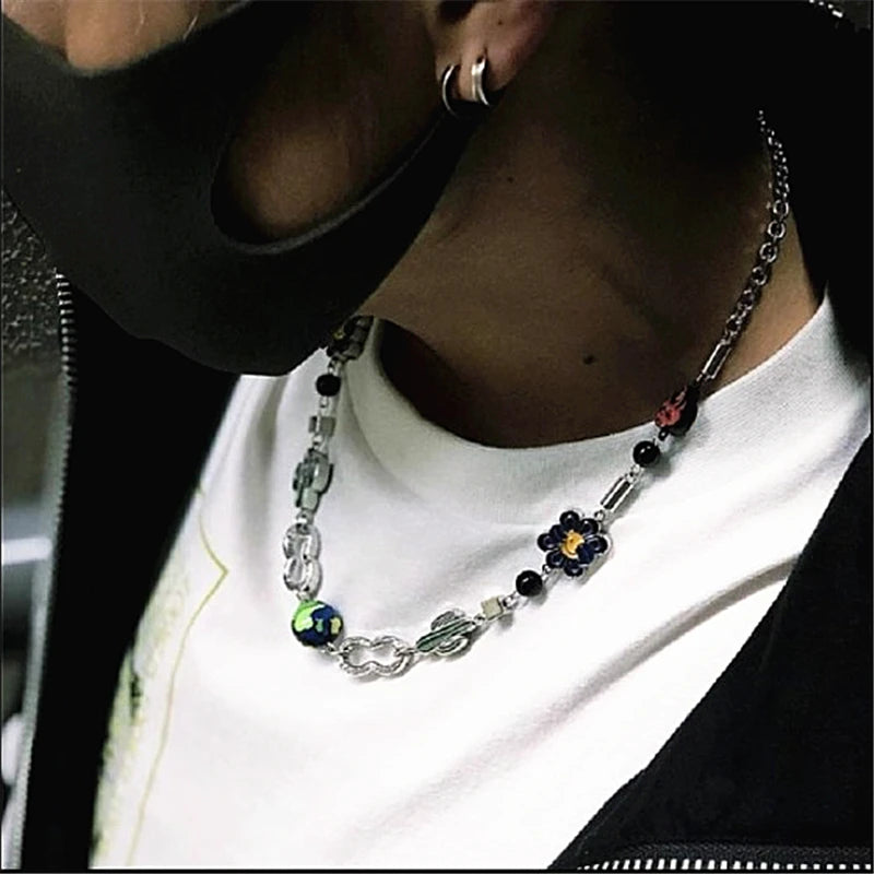 Hip Hop Earth Cactus Flower Necklace